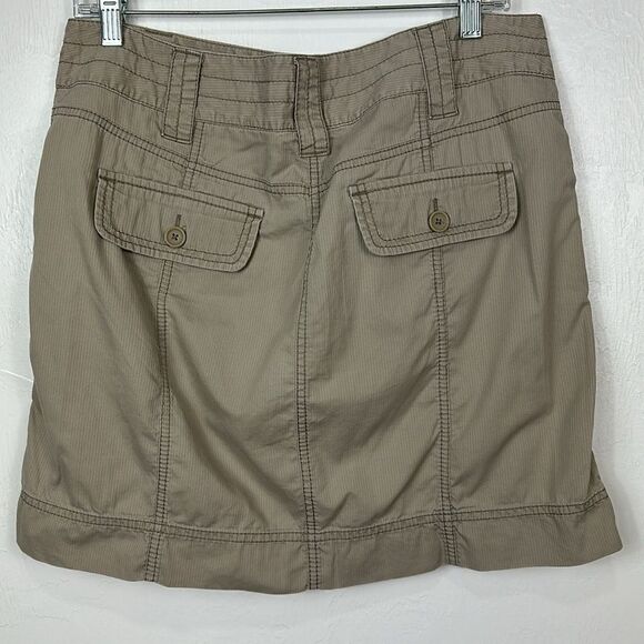 LOFT Ann Taylor Cotton Khaki Tan Y2K Cargo Mini Skirt Size 10 - Picture 4 of 9